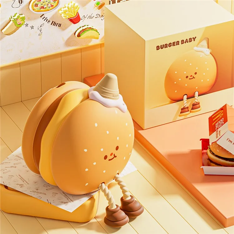 Lámpara de noche de hamburguesa de silicona A055 con control táctil y recargable para mesita de noche