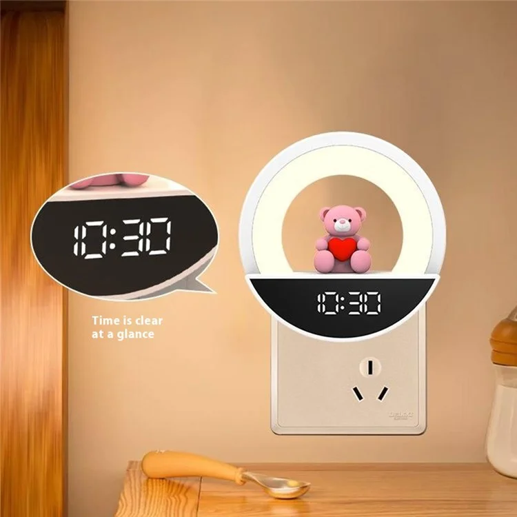 Lampe de chevet RGB avec télécommande, lumière d'ambiance LED et affichage d'horloge numérique - Prise EU