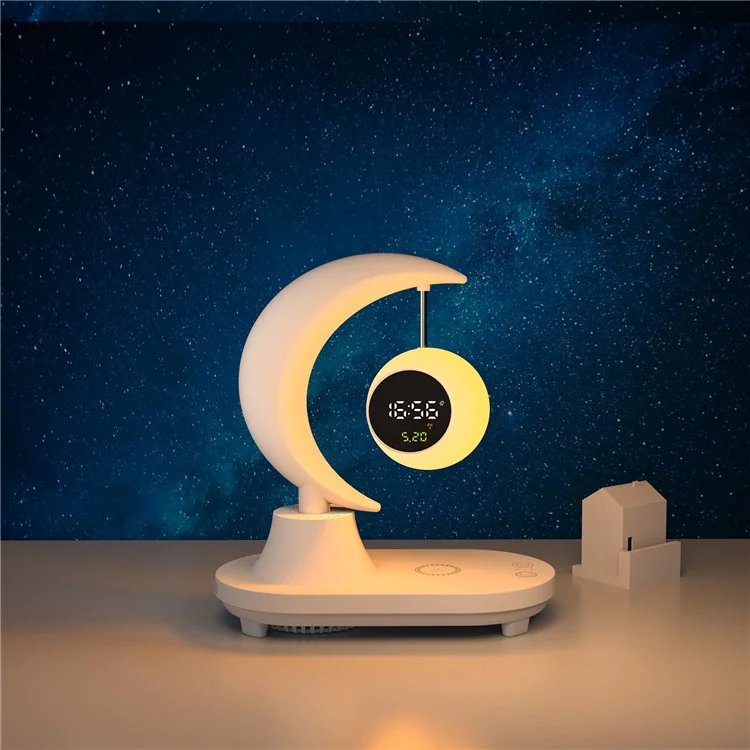 Bluetooth-compatible Speaker Bedside Lamp Colorful Ambient Light Phone Wireless Charger Alarm Clock
