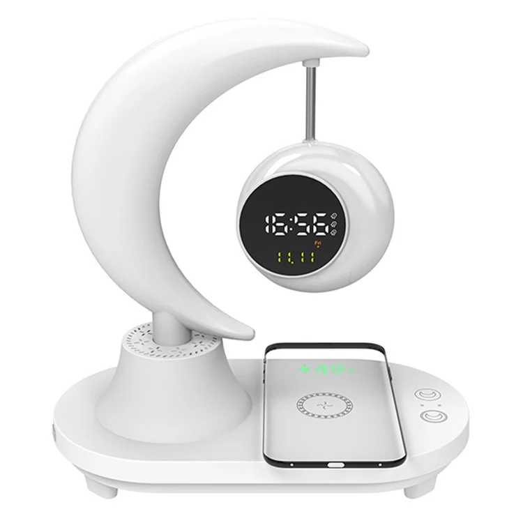 Bluetooth-compatible Speaker Bedside Lamp Colorful Ambient Light Phone Wireless Charger Alarm Clock