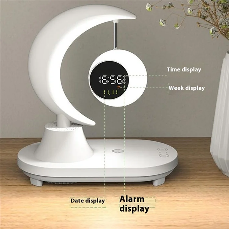 Bluetooth-compatible Speaker Bedside Lamp Colorful Ambient Light Phone Wireless Charger Alarm Clock