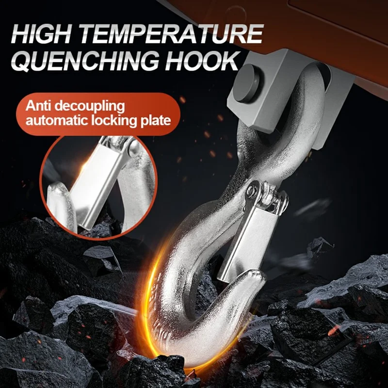 LCD Display Digital Crane Scale 1000kg  /  2204lbs Portable Hanging Scale for Industry Construction Outdoor - Black