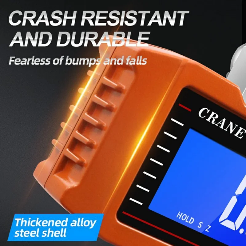 LCD Display Digital Crane Scale 1000kg  /  2204lbs Portable Hanging Scale for Industry Construction Outdoor - Black