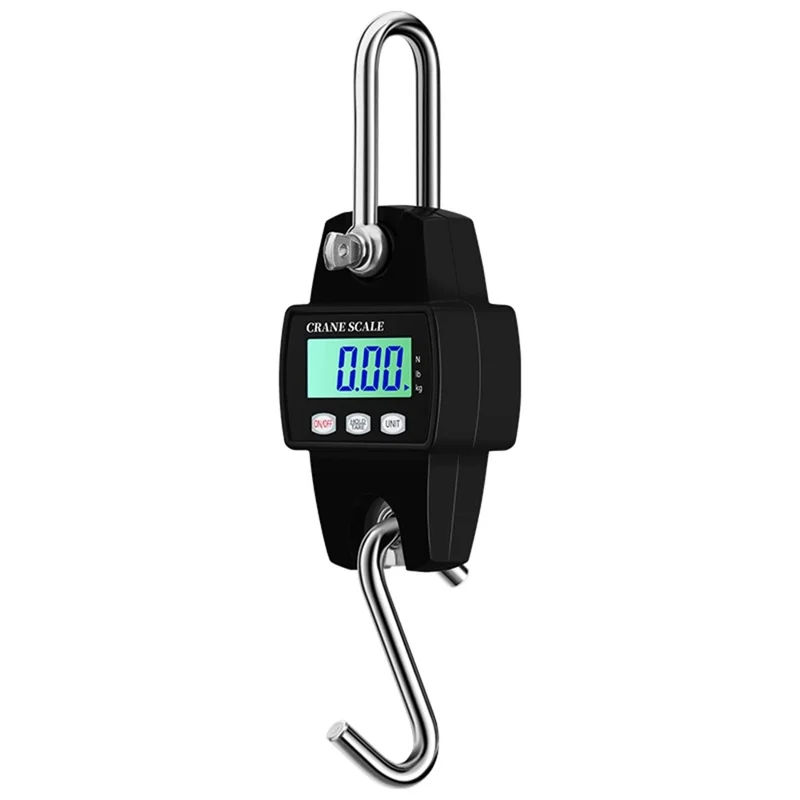 OCS-L 300kg Portable Digital Hanging Scale LCD Display Electronic Crane Scale Mini Hook Scale - Black