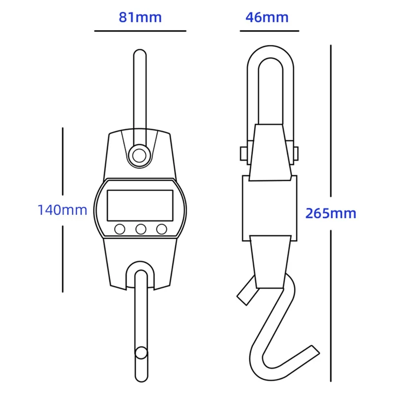 OCS-L 300kg Portable Digital Hanging Scale LCD Display Electronic Crane Scale Mini Hook Scale - Black