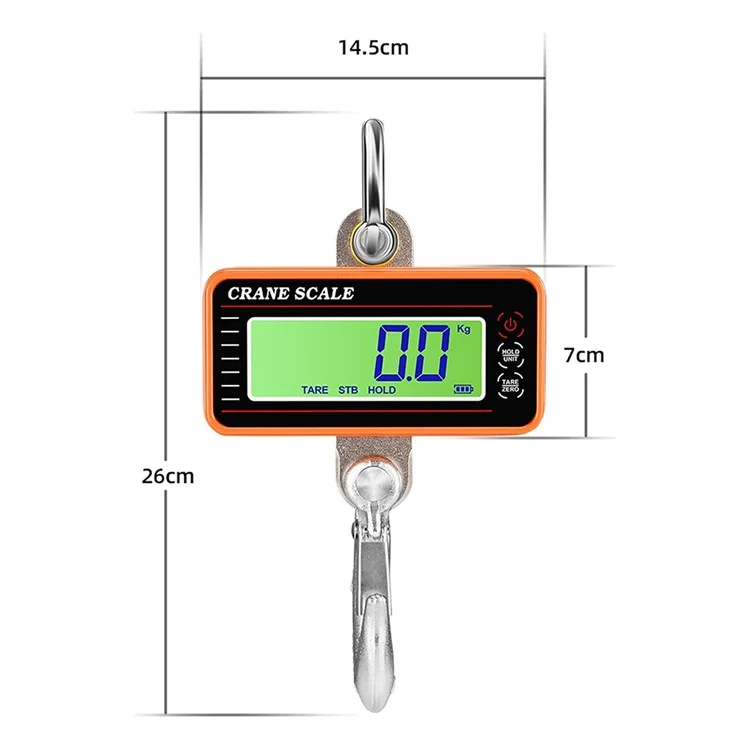 OCS-P2 Báscula Digital LCD de Grúa 1500kg Báscula Colgante Industrial de Servicio Pesado con Mando a Distancia - Naranja