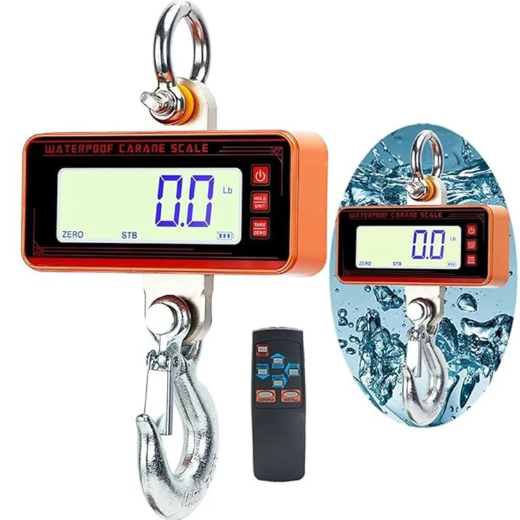 OCS-P2 Báscula Digital LCD de Grúa 1500kg Báscula Colgante Industrial de Servicio Pesado con Mando a Distancia - Naranja
