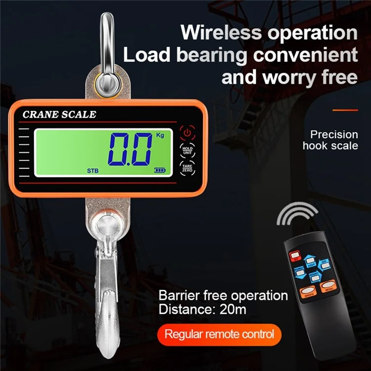 OCS-P2 Báscula Digital LCD de Grúa 1500kg Báscula Colgante Industrial de Servicio Pesado con Mando a Distancia - Naranja