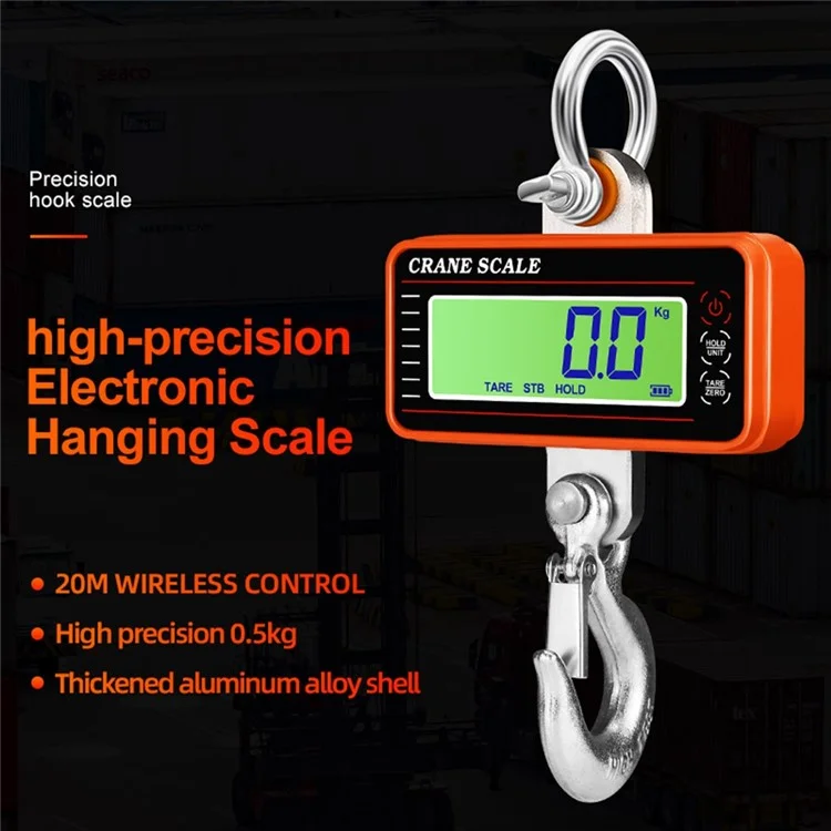 OCS-P2 Báscula Digital LCD de Grúa 1500kg Báscula Colgante Industrial de Servicio Pesado con Mando a Distancia - Naranja