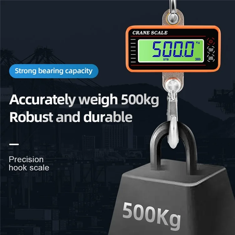 OCS-P2 Báscula Digital LCD de Grúa 1500kg Báscula Colgante Industrial de Servicio Pesado con Mando a Distancia - Naranja