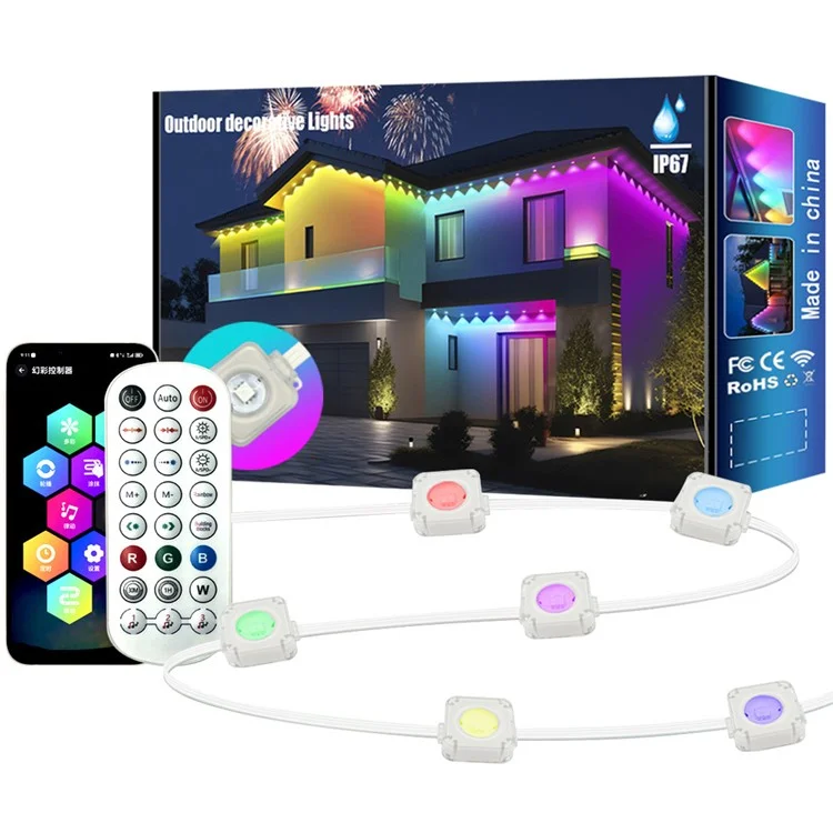 FS13 15м 30 светодиодных уличных софитных смарт-лампочек с Bluetooth, водонепроницаемые RGB-светильники для создания атмосферы (евровилка)