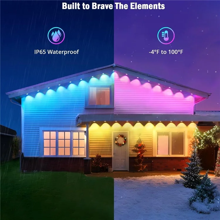 FS13 30m 60 LED Außen-Traufe-Smartes Bluetooth-Lichterkette Wasserdicht RGB Stimmungsbeleuchtung (EU-Stecker)