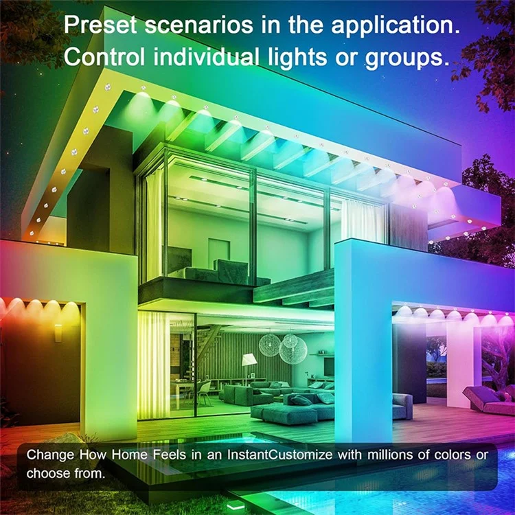 FS13 30m 60 LED Außen-Traufe-Smartes Bluetooth-Lichterkette Wasserdicht RGB Stimmungsbeleuchtung (EU-Stecker)