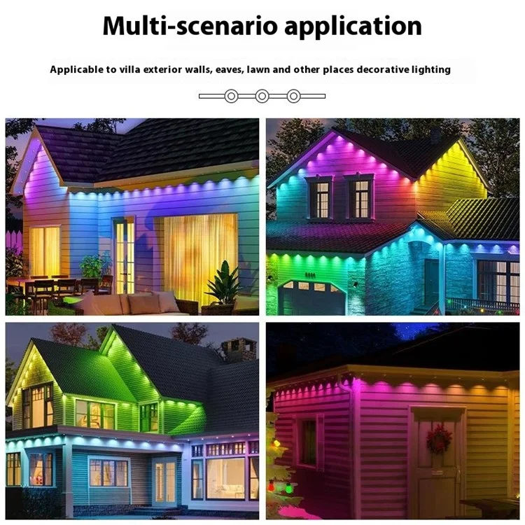 FS13 30m 60 LED Außen-Traufe-Smartes Bluetooth-Lichterkette Wasserdicht RGB Stimmungsbeleuchtung (EU-Stecker)