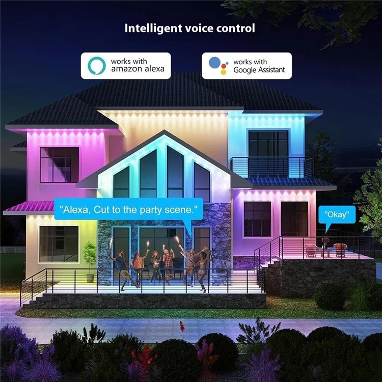 FS13 45m 90 LED Außen-Dachrinnen-Smartes Bluetooth-Lichterkette, wasserdicht, RGB-Stimmungsbeleuchtung (EU-Stecker)