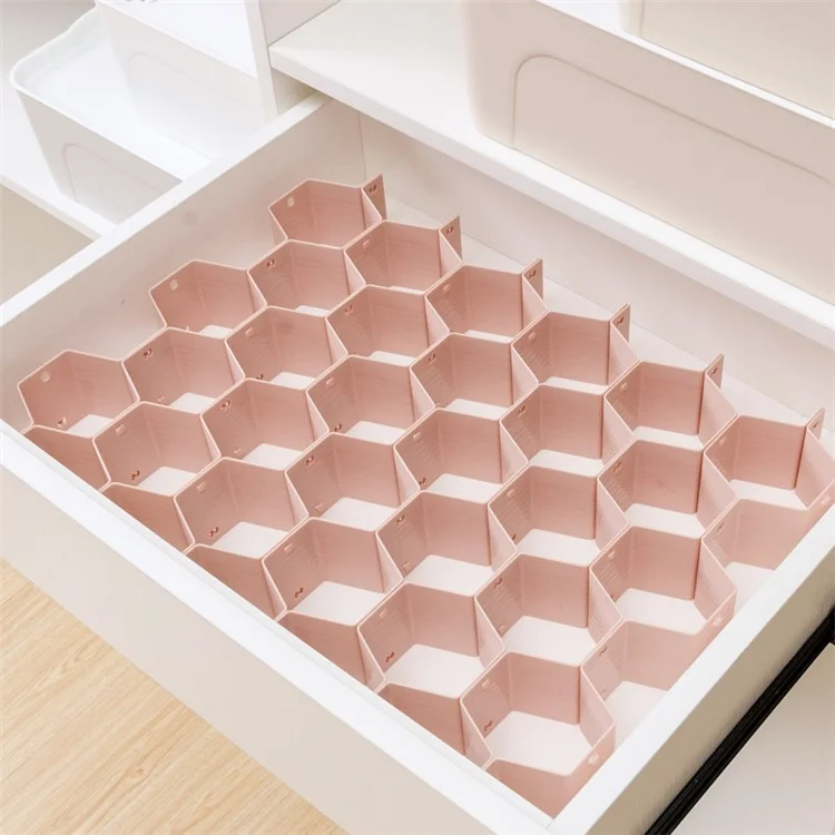Adjustable Drawer Honeycomb Clapboard Partition Divider Box Separator DIY Organizer Sorting Panties Socks Storage Case - Pink