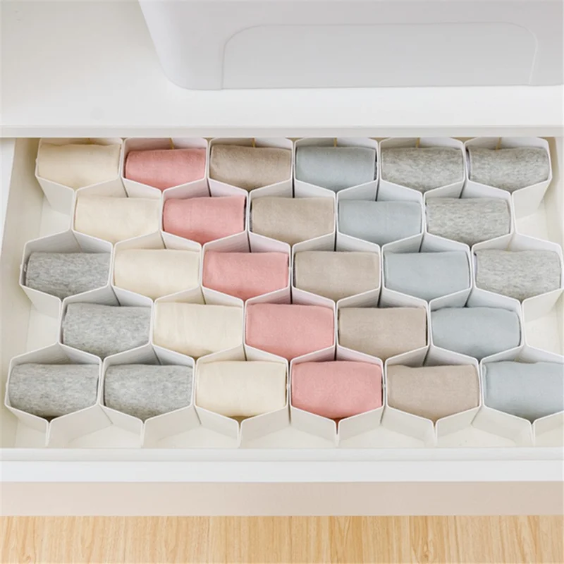 Adjustable Drawer Honeycomb Clapboard Partition Divider Box Separator DIY Organizer Sorting Panties Socks Storage Case - White