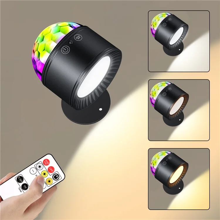 Lámpara de pared con doble cabezal y control remoto, con 3 temperaturas de color y lámpara ambiental tipo bola mágica inteligente