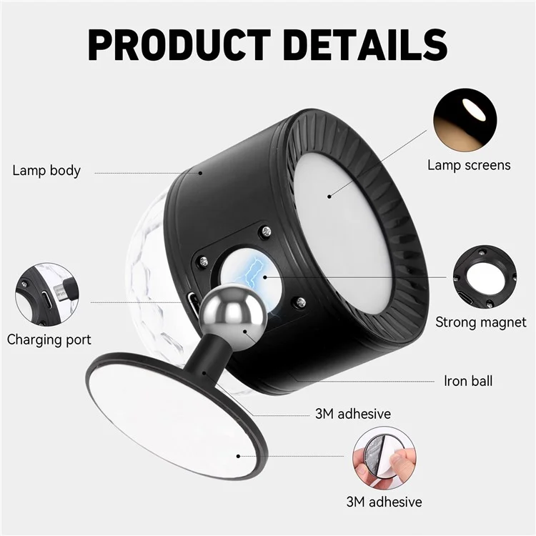 Lámpara de pared con doble cabezal y control remoto, con 3 temperaturas de color y lámpara ambiental tipo bola mágica inteligente