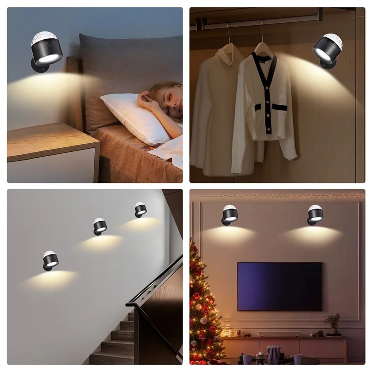 Lámpara de pared con doble cabezal y control remoto, con 3 temperaturas de color y lámpara ambiental tipo bola mágica inteligente