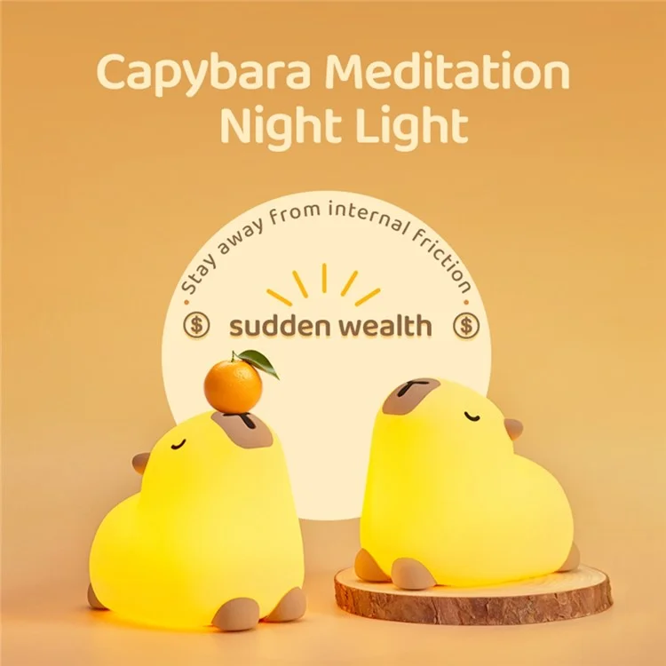 Capybara, süße Nachtbeleuchtung, LED-Tierlampe für Kinderzimmer, Silikonsteuerung, stresslindernd, Begleiter für den Nachttisch