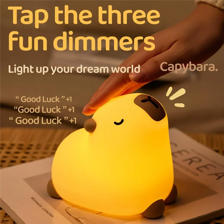 Capybara, süße Nachtbeleuchtung, LED-Tierlampe für Kinderzimmer, Silikonsteuerung, stresslindernd, Begleiter für den Nachttisch