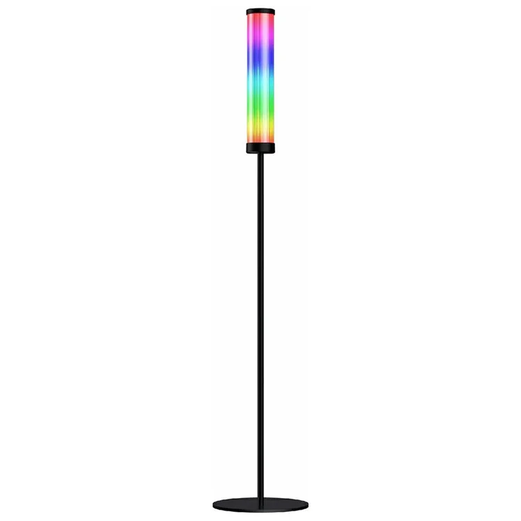 Lampe de sol ronde DX24024-BT avec commande à distance 2,4 G, Bluetooth et lumière d'ambiance pour le salon - Prise UE