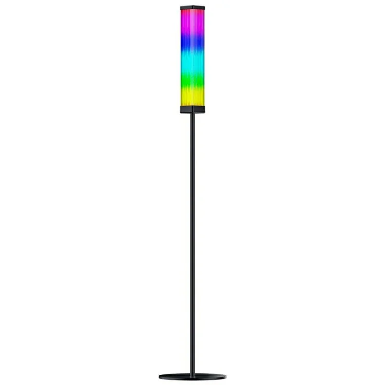 Lampe de sol carrée DX24021-BT avec télécommande 2.4G, Bluetooth et éclairage d'ambiance pour salon - Prise UE