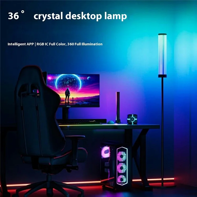 Lampe de sol carrée DX24021-BT avec télécommande 2.4G, Bluetooth et éclairage d'ambiance pour salon - Prise UE