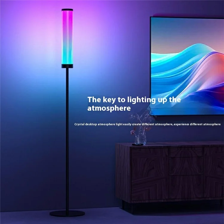 Lampe de sol carrée DX24021-BT avec télécommande 2.4G, Bluetooth et éclairage d'ambiance pour salon - Prise UE