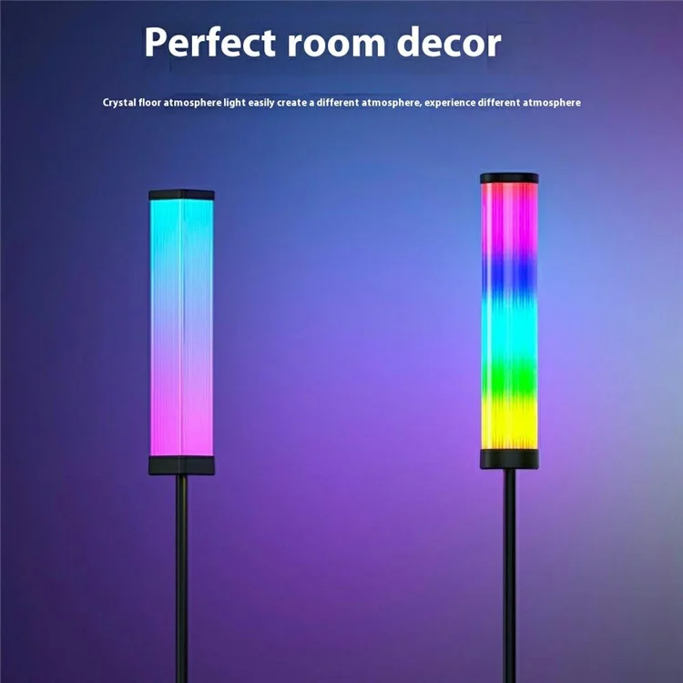Lampe de sol carrée DX24021-BT avec télécommande 2.4G, Bluetooth et éclairage d'ambiance pour salon - Prise UE