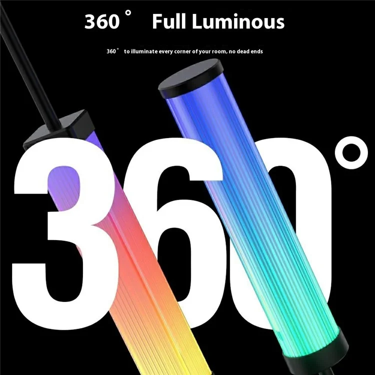 Lampe de sol carrée DX24021-BT avec télécommande 2.4G, Bluetooth et éclairage d'ambiance pour salon - Prise UE