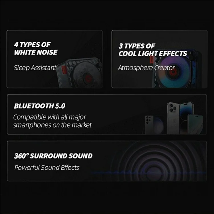 KW02 Bluetooth-compatible Retro Speaker White Noise Machine Bedroom Clock Ambient Light Wireless Sound Box