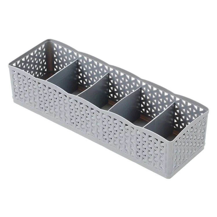 Plastic Socks Storage Box Hollow-out Durable Underwear Organizer Lightweight Desk Holder - Grey