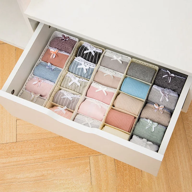 Plastic Socks Storage Box Hollow-out Durable Underwear Organizer Lightweight Desk Holder - White