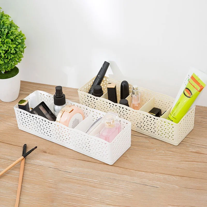 Plastic Socks Storage Box Hollow-out Durable Underwear Organizer Lightweight Desk Holder - White