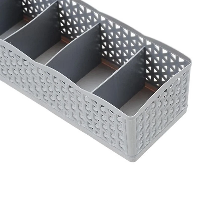 Plastic Socks Storage Box Hollow-out Durable Underwear Organizer Lightweight Desk Holder - White