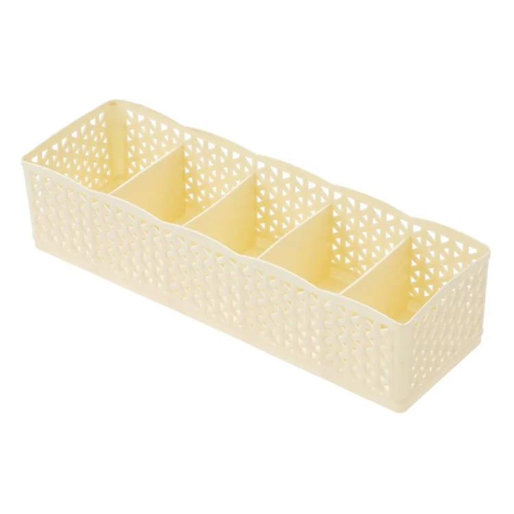 Plastic Socks Storage Box Hollow-out Durable Underwear Organizer Lightweight Desk Holder - Khaki