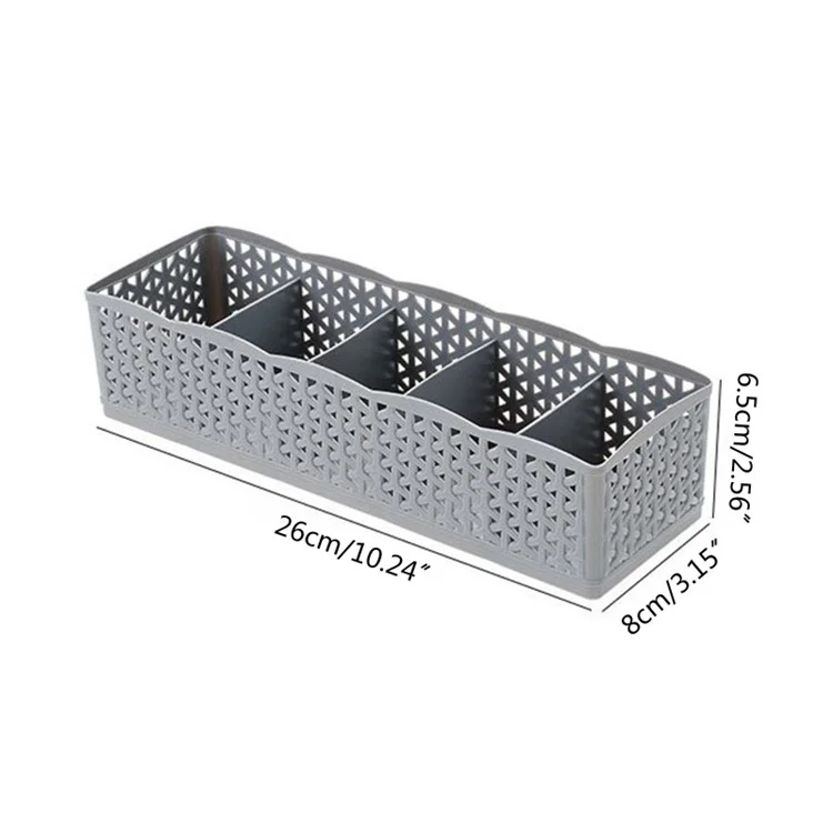 Plastic Socks Storage Box Hollow-out Durable Underwear Organizer Lightweight Desk Holder - Khaki