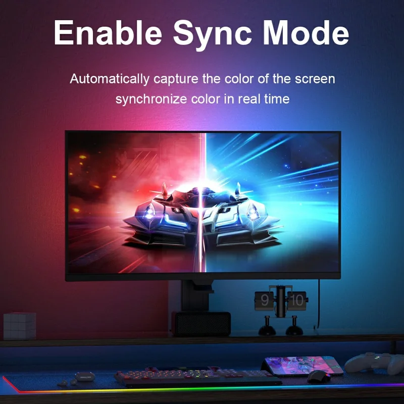 DX23014-1-32inch For 32 Inch Monitor RGB Color Gaming Light Strip Smart Control PC Sync Backlight Light Bar
