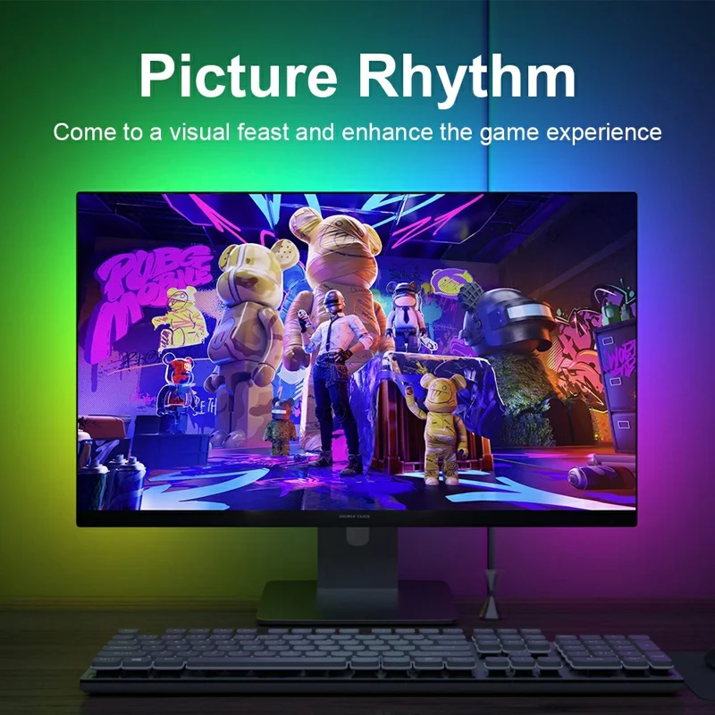 DX23014-1-32inch For 32 Inch Monitor RGB Color Gaming Light Strip Smart Control PC Sync Backlight Light Bar