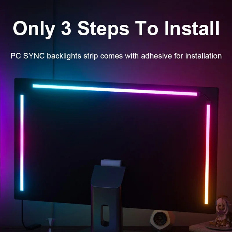 DX23014-1-32inch For 32 Inch Monitor RGB Color Gaming Light Strip Smart Control PC Sync Backlight Light Bar