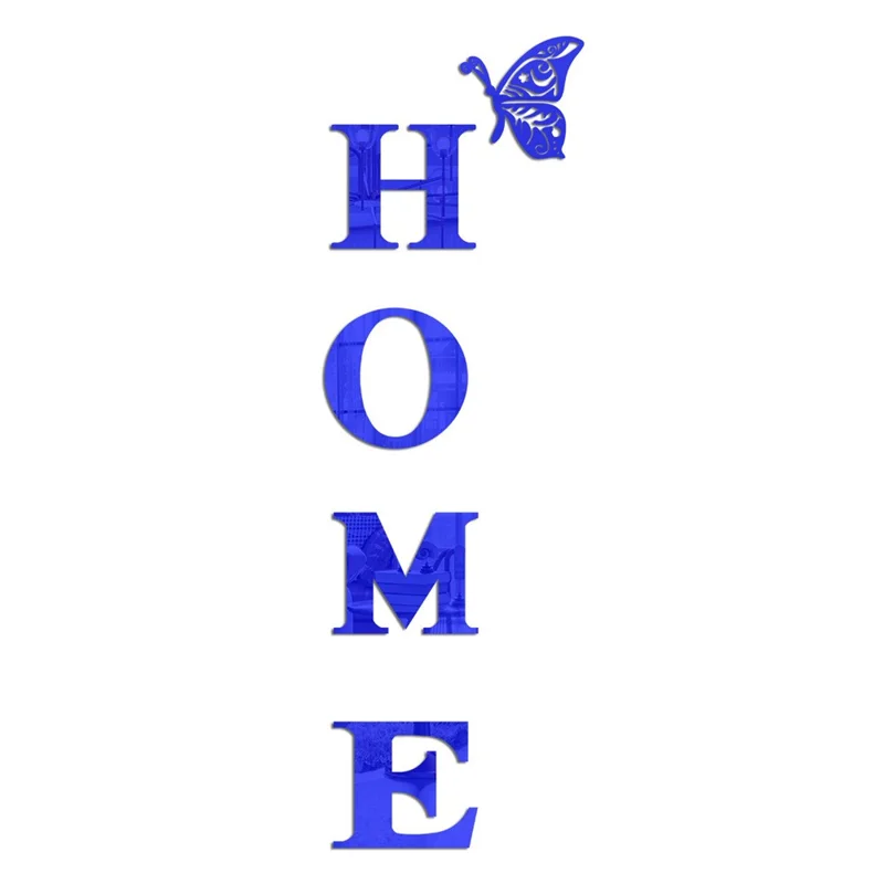 HOME Family Slogan 100 x 35cm 3D Acrylic Mirror Wall Sticker Living Room Entrance Home Decoration - Blue