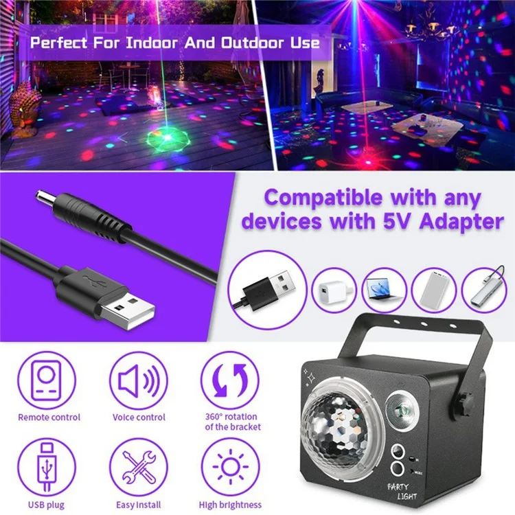 Rotierende magische Kugel Laser-Licht RGB LED Stroboskop Soundaktivierter Projektionslampe für Bar / KTV / Disco