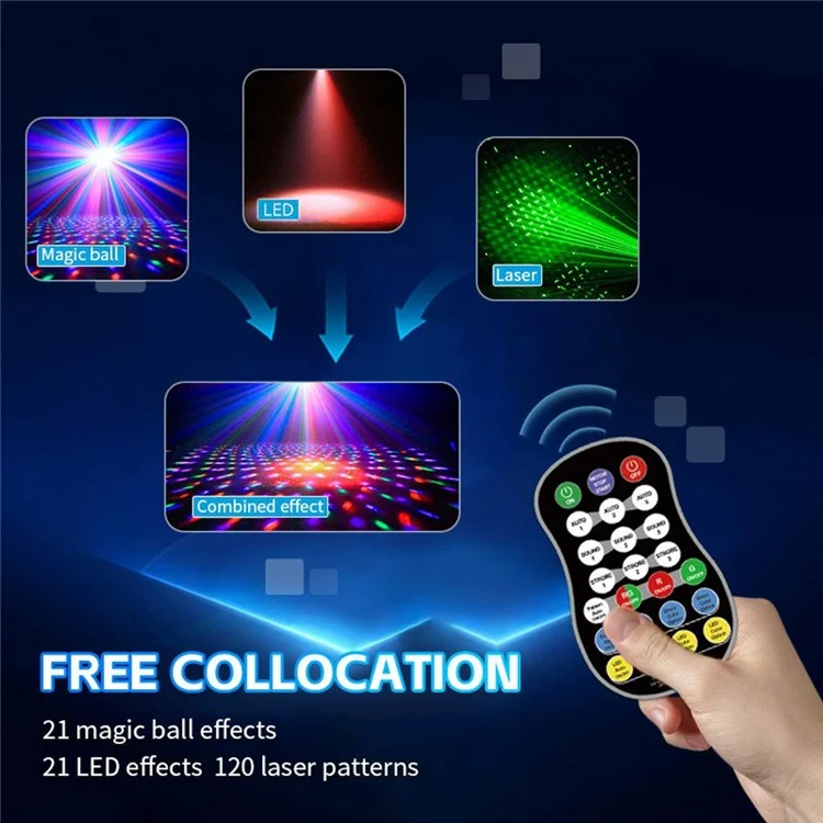 Rotierende magische Kugel Laser-Licht RGB LED Stroboskop Soundaktivierter Projektionslampe für Bar / KTV / Disco