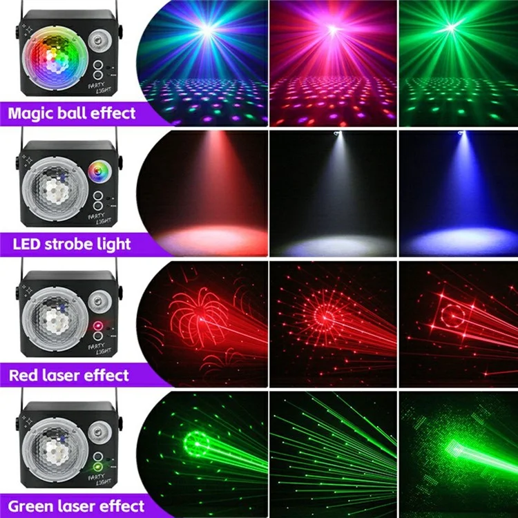 Rotierende magische Kugel Laser-Licht RGB LED Stroboskop Soundaktivierter Projektionslampe für Bar / KTV / Disco