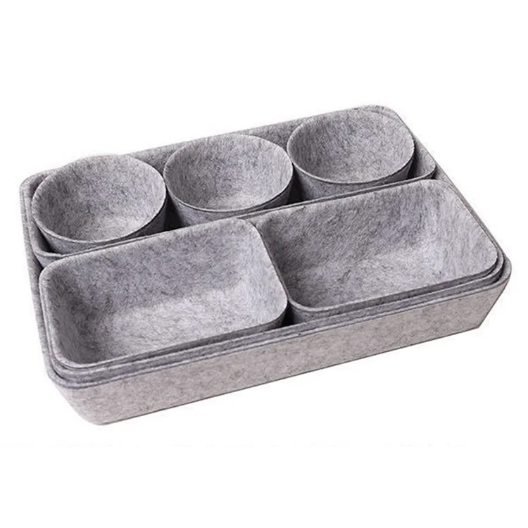 8Pcs / Set Schubladen-Organizer, Aufbewahrungsboxen, Filz-Aufbewahrungskästen, Einsätze, Werkzeugbehälter für Zuhause, Schlafzimmer, Wohnzimmer, Büro - Hellgrau