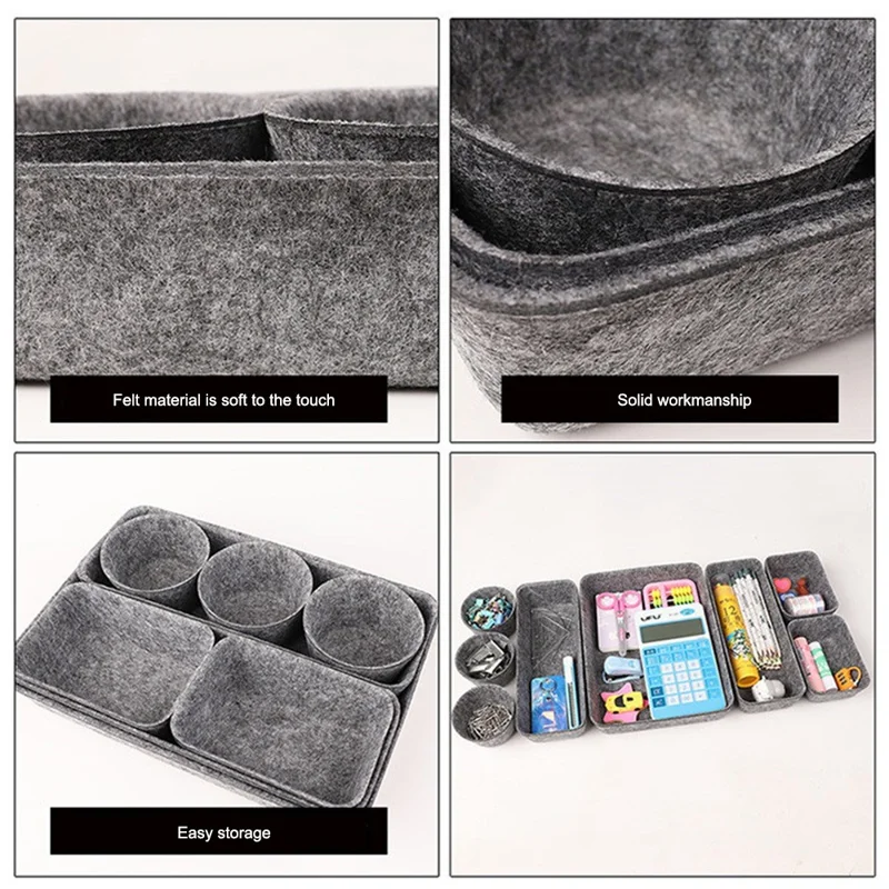 8Pcs / Set Drawer Organizers Separators Storage Boxes Felt Storage Bins Inserts Tool Containers for Home, Bedroom, Living Room, Office - Pink