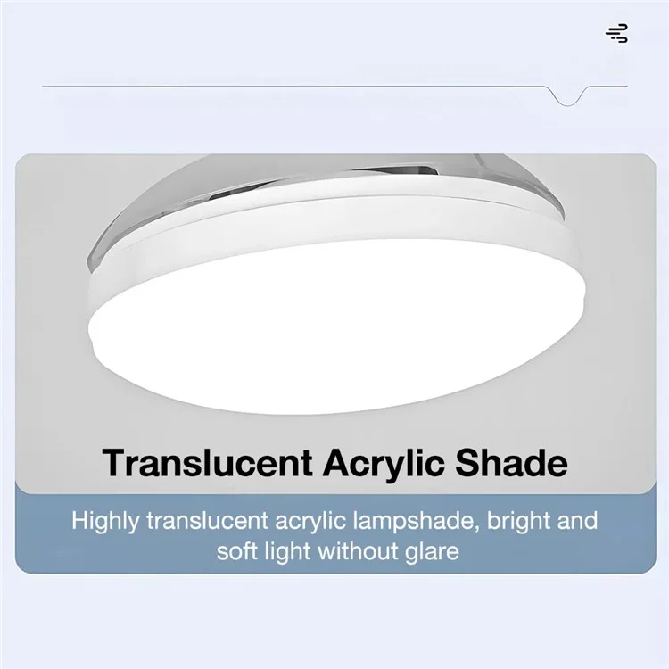 Remote / APP Control E27 Base 3 Speeds Hidden Blade Fan Light 48W Dimmable Household Ceiling Lamp