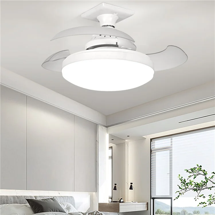 Remote / APP Control E27 Base 3 Speeds Hidden Blade Fan Light 48W Dimmable Household Ceiling Lamp